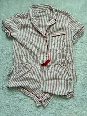 Victoria's Secret Red & White Striped Short Pajama Set